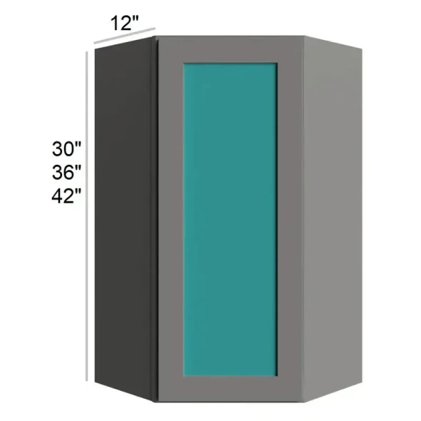Quik Silver - RTA 42" Diagonal Corner Wall Cabinet Plain Glass