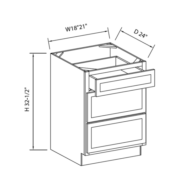 Arctic Polar White - ADA Assembled Drawer Base Cabinet 18" Arctic Polar White - ADA Assembled Drawer Base Cabinet 18"