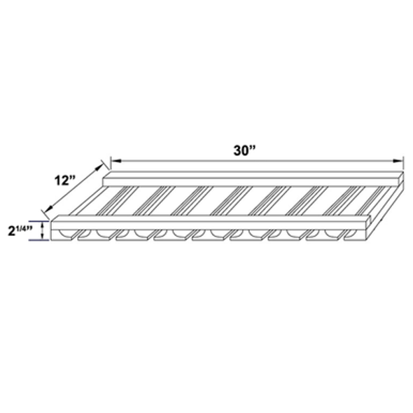 30" wide x 12" deep. 30" wide x 12" deep.