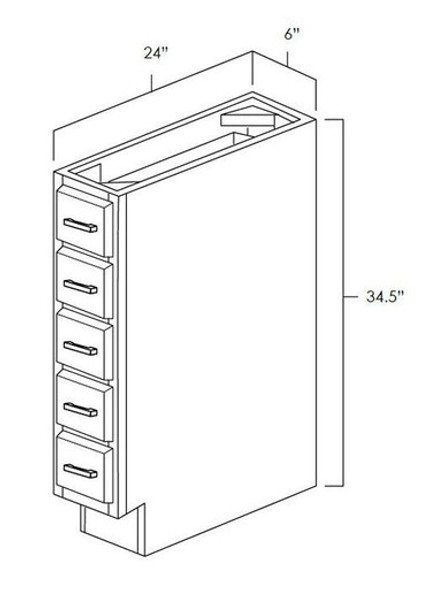 Ebony Shaker - Assembled Spice Drawer Base Cabinet 6" Ebony Shaker - Assembled Spice Drawer Base Cabinet 6"