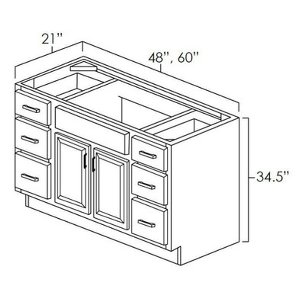 Smokehouse Hickory - RTA Vanity Double Drawers Cabinet 48" Smokehouse Hickory - RTA Vanity Double Drawers Cabinet 48"