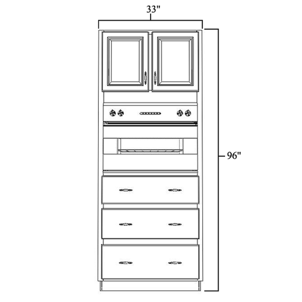 Classic Ivory - Assembled Universal Oven Cabinet 33" x 96"