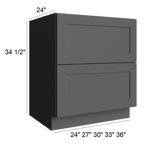 Ebony Shaker -  Two Drawer Base Cabinet - 27"