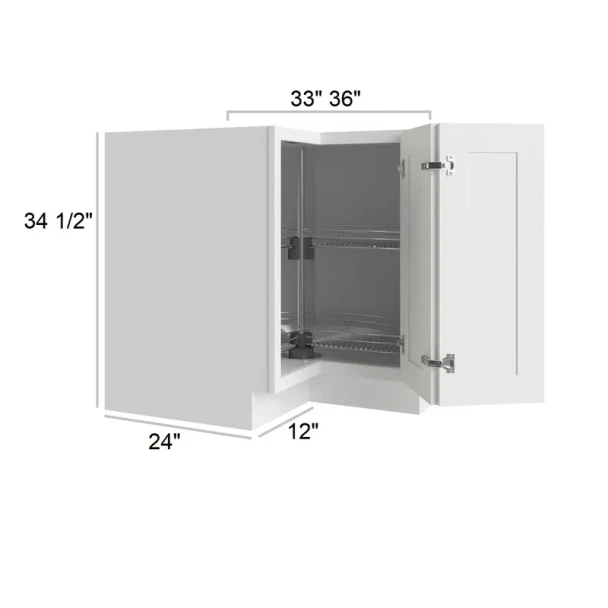 Arctic Polar White - RTA Lazy Susan Corner Base Cabinet 36"