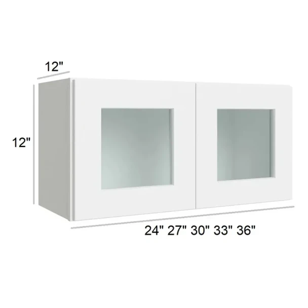 Arctic Polar White -  RTA Double Decorative Stacker Wall Cabinets 33" x 12" with Plain Glass