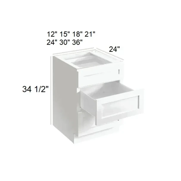 Arctic Polar White - RTA Drawer Base Cabinet 36"