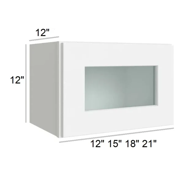 Arctic Polar White - RTA Single Decorative Stacker Wall Cabinets 15" x 12" with Plain Glass