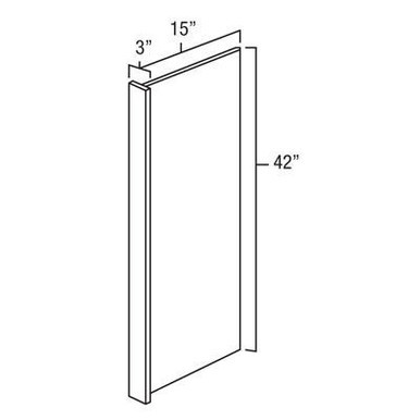It Measures 15" W x 42"H.  1/2??Thick with 3" wide wall filler