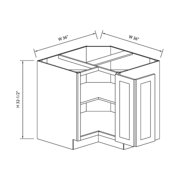 Arctic Polar White - RTA ADA Lazy Susan Corner Base Cabinet 36"