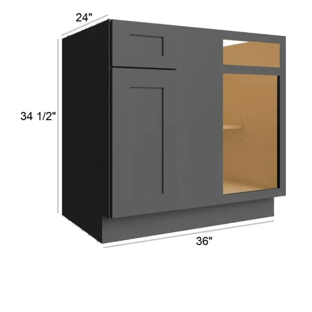Ebony Shaker - Blind Corner Base Cabinet 36"