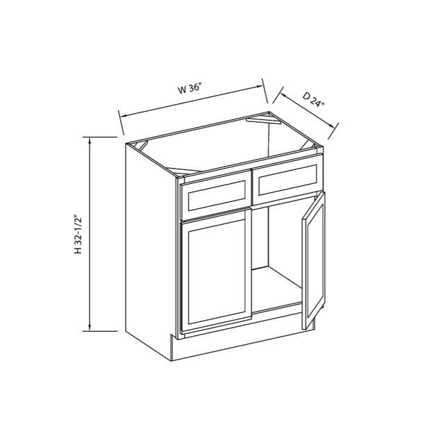 Arctic Polar White - ADA RTA Sink Base Cabinet 36"