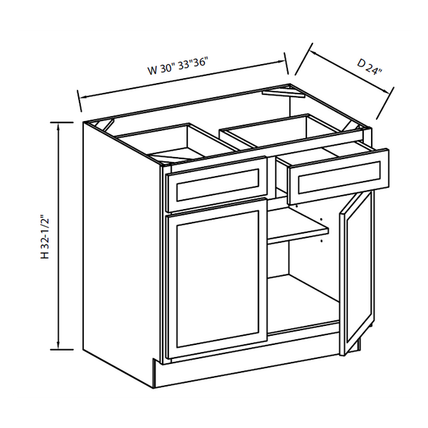 Arctic Polar White  - ADA RTA Base Cabinet 36"