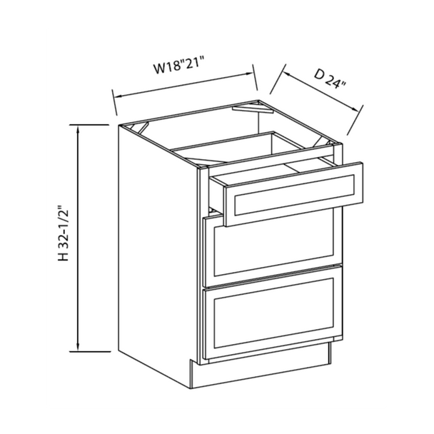 Arctic Polar White - ADA RTA Drawer Base Cabinet 18"