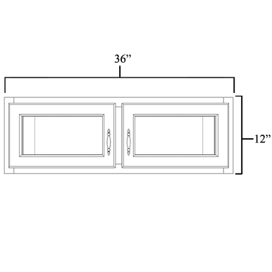 Coastal Rye - Assembled Double Decorative Stacker Wall Cabinets 36" x 12" with Plain Glass