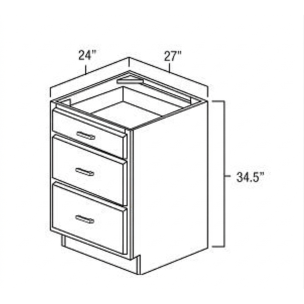 Coastal Rye-  Assembled Drawer Base Cabinet - 27"