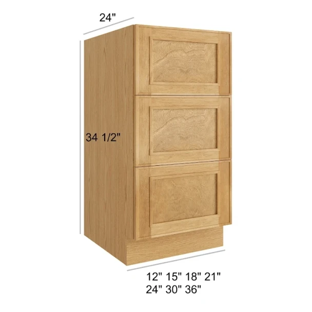 Coastal Rye- Assembled Drawer Base Cabinet 33"