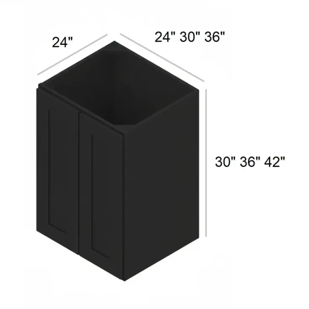 Ebony Shaker - RTA Utility Wall Cabinet 24" x 42" x 24"