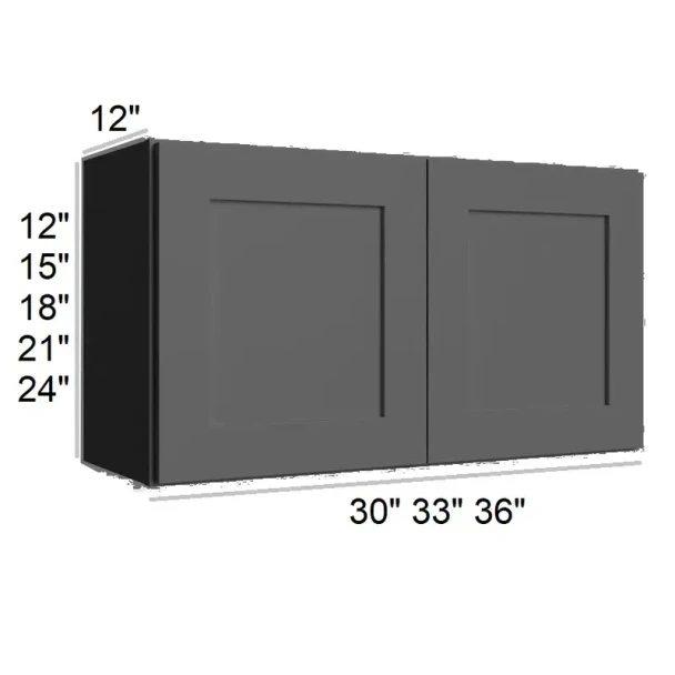 Ebony Shaker -  RTA Bridge Wall Cabinet 33" x 15"