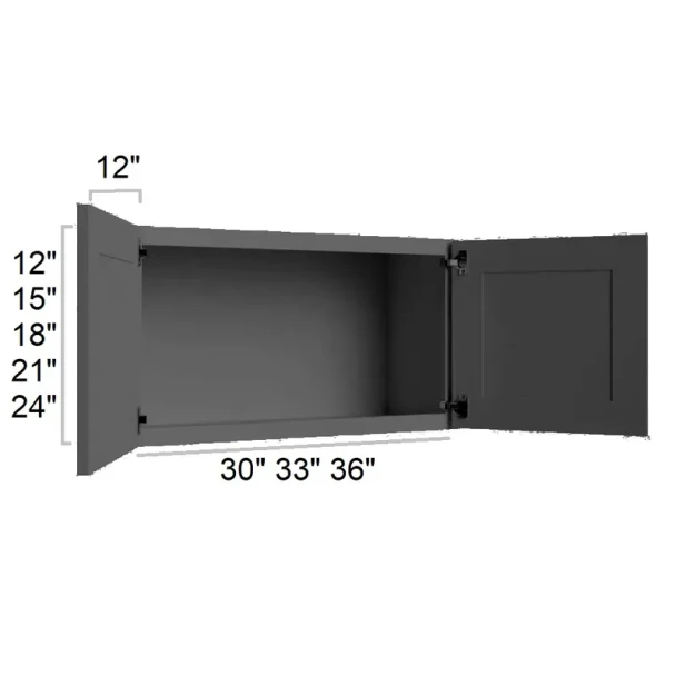 Ebony Shaker - RTA Bridge  Wall Cabinet 36" x 18"