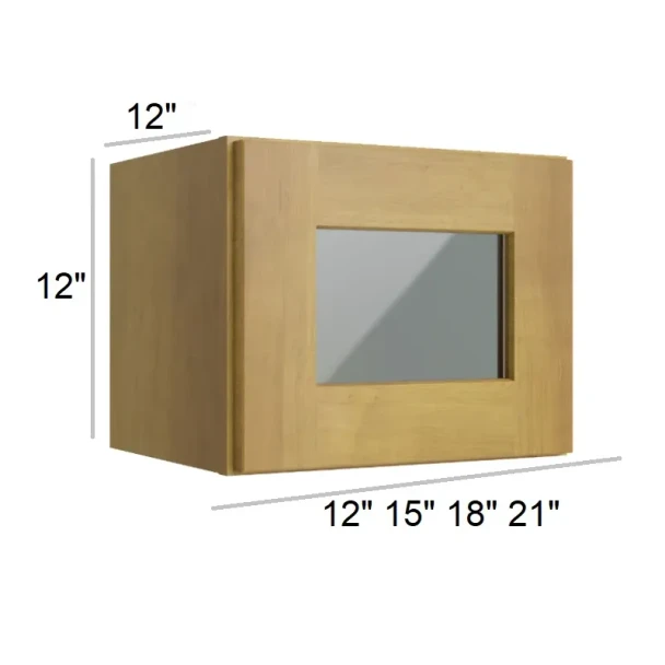 Burnt Sugar Shaker - RTA Single Decorative Stacker Wall Cabinets 18" x 12" with Plain Glass