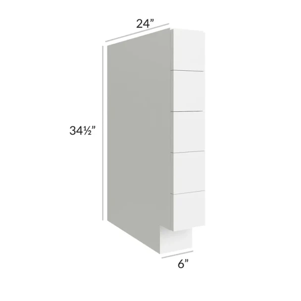 Vail White  - RTA Spice Drawer Base Cabinet 6"