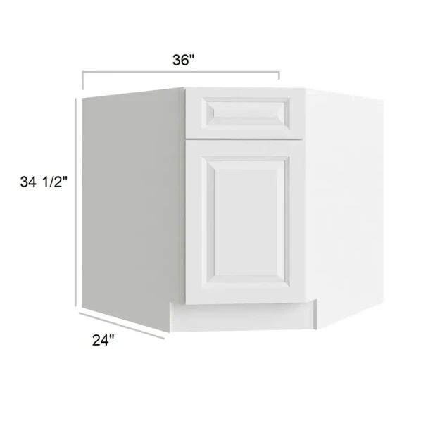 Vail White - RTA Diagonal Corner Sink Base Cabinet 36"