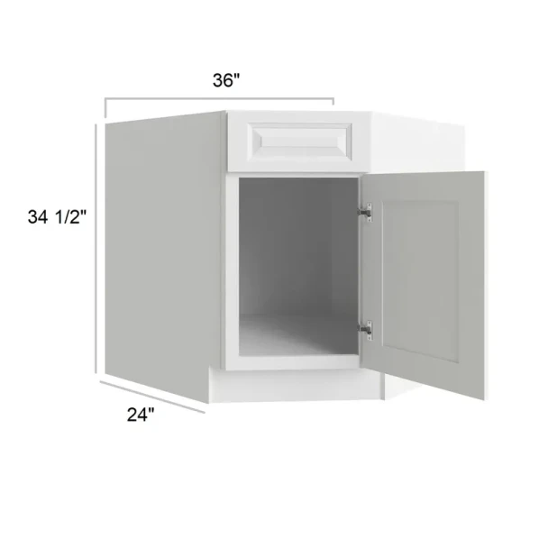 Vail White - RTA Diagonal Corner Sink Base Cabinet 36"
