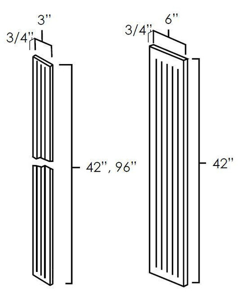 It Measures 6"Wx42"H.   6??Wide Has 5 flutes