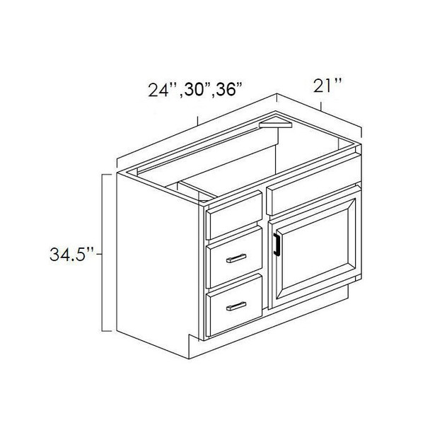 Vanity Combo base drawers on left