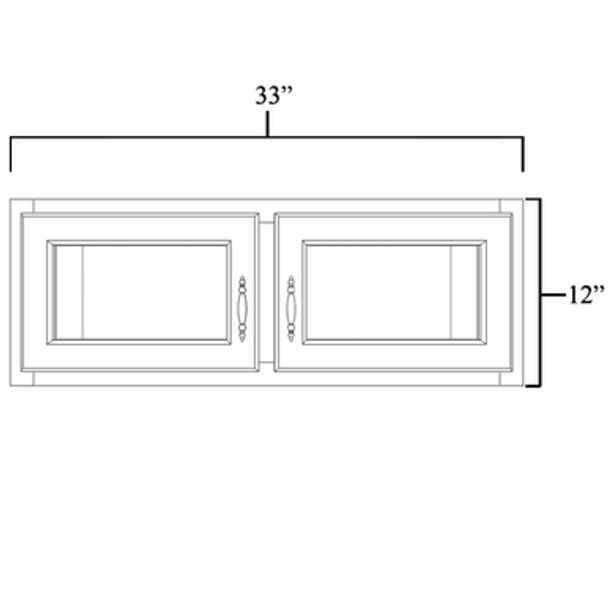 Burnt Sugar Shaker -  Assembled Double Decorative Stacker Wall Cabinets 33" x 12" with Plain Glass