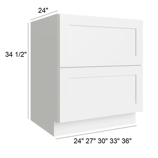Artic Polar White-  RTA Two Drawer Base Cabinet - 27"