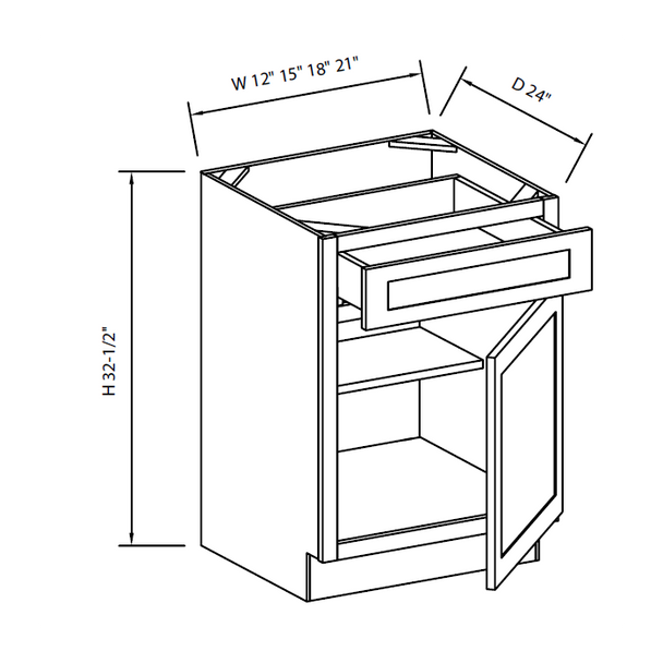 Artic Polar White ADA Assembled Base Cabinet 12"