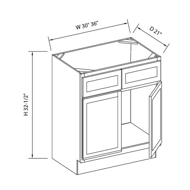 Arctic Polar White - ADA RTA Vanity Sink Base Cabinet 36"