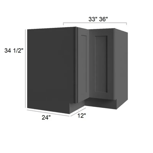 Ebony Shaker - Assembled Lazy Susan Corner Base Cabinet 36"