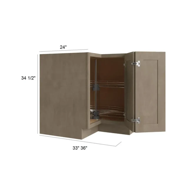 Manatee Gray  - Assembled Lazy Susan Corner Base Cabinet 36"