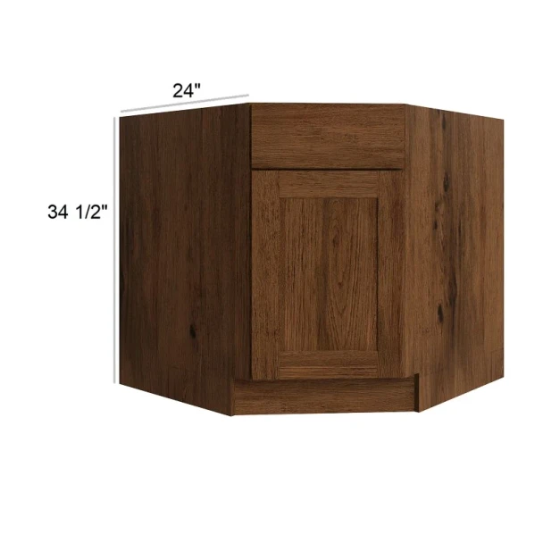 Smokehouse Hickory - RTA Diagonal Corner Sink Base Cabinet 36"