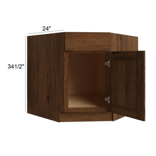 Smokehouse Hickory - RTA Diagonal Corner Sink Base Cabinet 36"