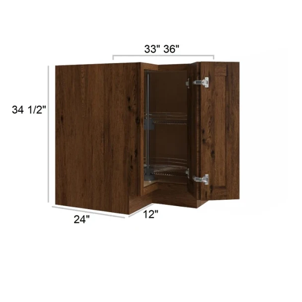 Smokehouse Hickory - Assembled Lazy Susan Corner Base Cabinet 36"