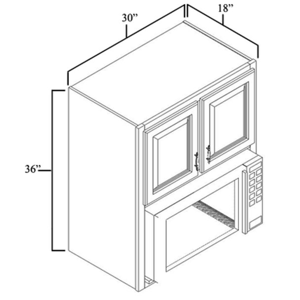 Quik Silver - Assembled Microwave Wall Cabinet 30" x 36"