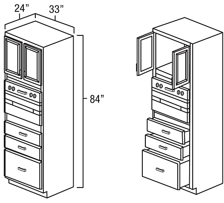 33" Universal Oven Cabinet  Can be modified for a double oven.