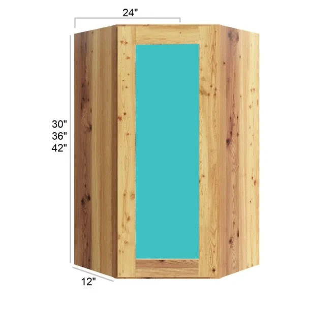 Whitetail Buck Shaker - RTA 42" Diagonal Corner Wall Cabinet Plain Glass
