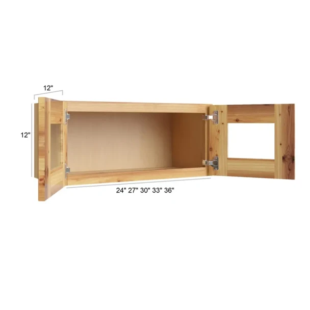 Whitetail Buck Shaker - RTA Double Decorative Stacker Wall Cabinets 36" x 12" with Plain Glass
