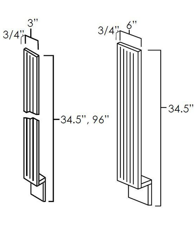 6" Wide x 34.5" High