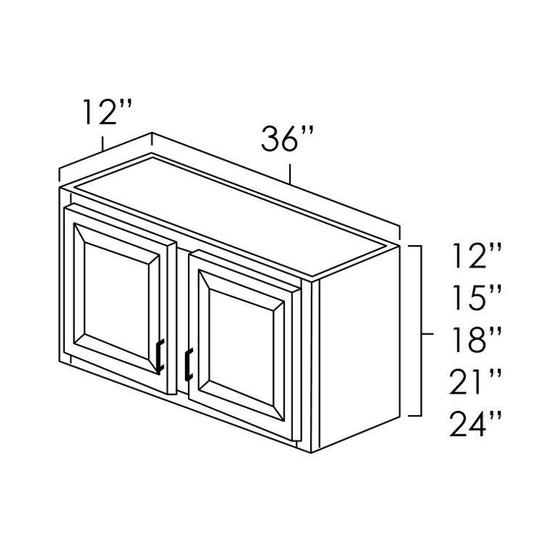 RTA – Wall Cabinet 36″W x 18″H – 2 Doors, (No Shelf)