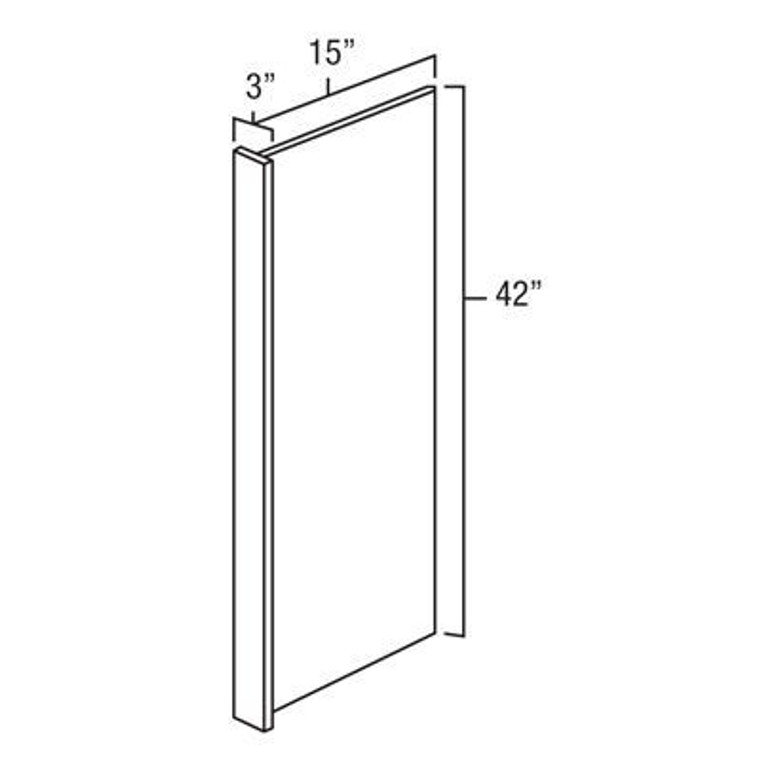 It Measures 15" W x 42"H.  1/2” Thick with 3" wide wall filler