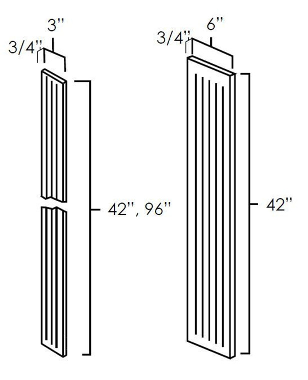 It Measures 6"Wx42"H. 6” Wide Has 5 flutes