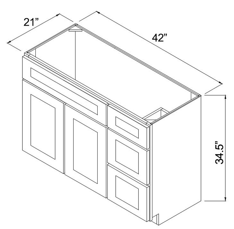 Vanity Combo Base with drawers on right