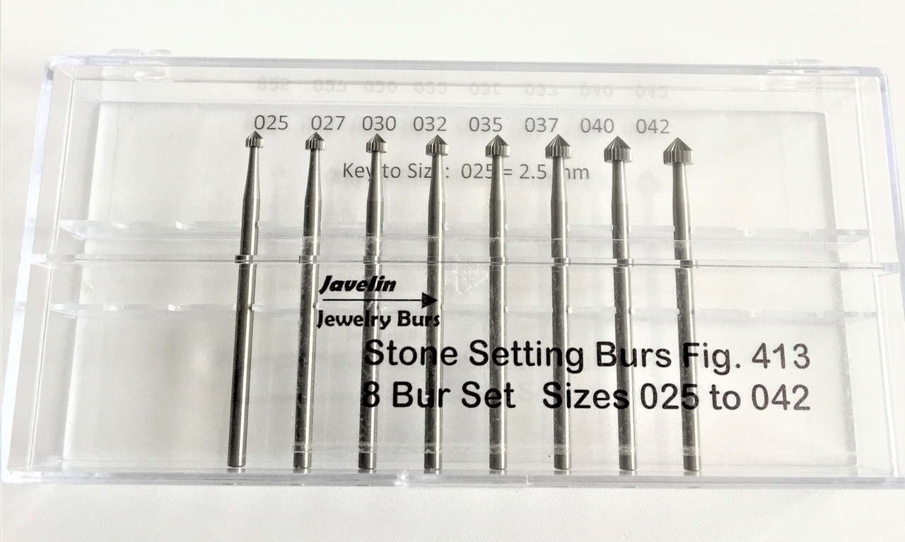 Stone Setting, Sizes 025 to 042, 8 Piece Set - Javelin Burs for Jewelers