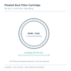 Pleated Dust Filter Cartridge: section / fit schematic. Not to scale; final construction and dimensions confirmed in quotation.