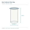 Dust Collector Filter Bag: schematic overview. Not to scale; final construction and dimensions confirmed in quotation.